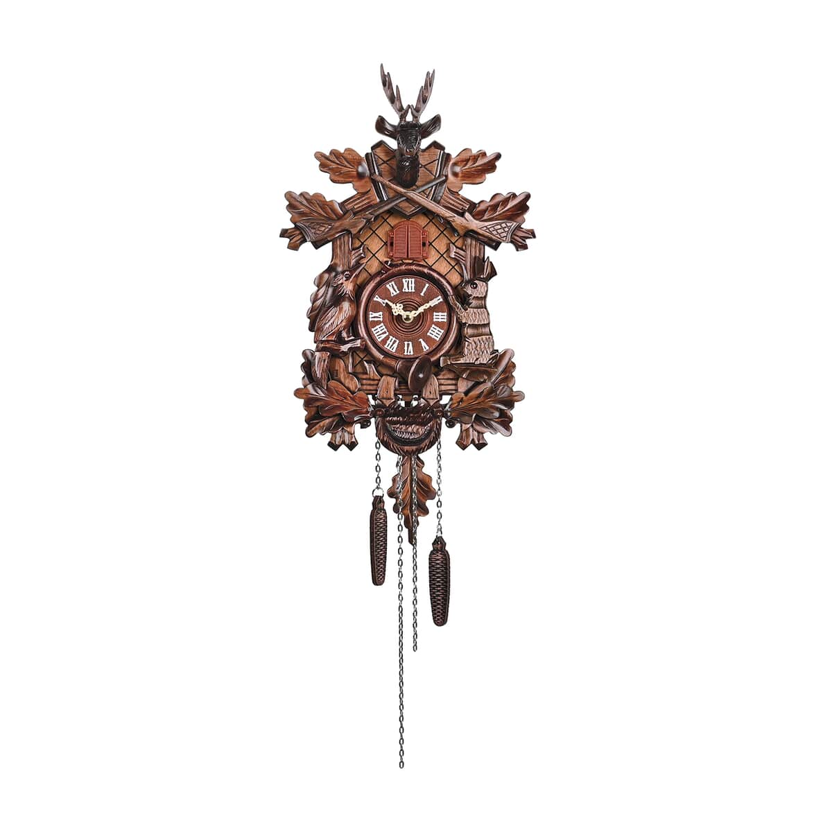 Handcrafted Vintage Pendulum Quartz Movement Reindeer Wall Clock with Sound (Battery Not Included) image number 0