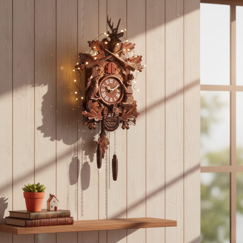 Handcrafted Vintage Pendulum Quartz Movement Reindeer Wall Clock with Sound (Battery Not Included)