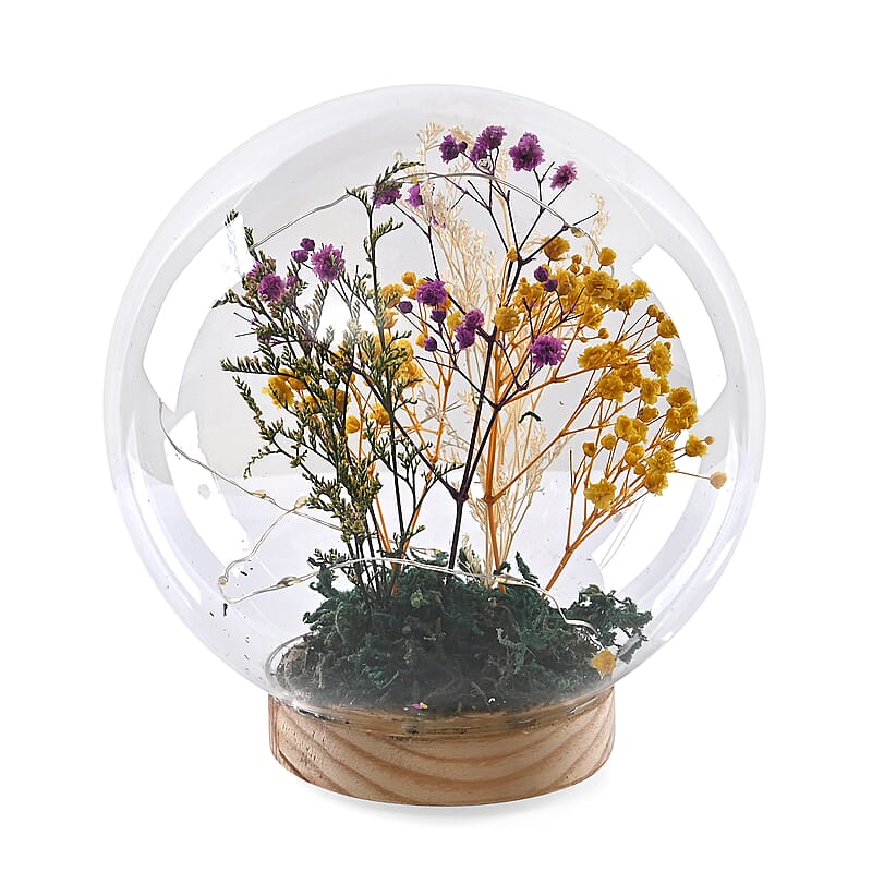 Floral LED Glass Sphere (2xAAA Batteries Not Included)