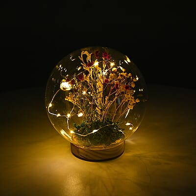 Floral LED Glass Sphere (2xAAA Batteries Not Included)