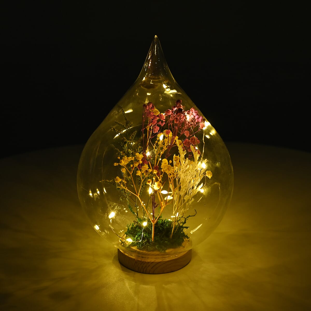Floral 12 Lamp Head LED Glass Drop Shape (2xAAA Batteries Not Included) image number 1