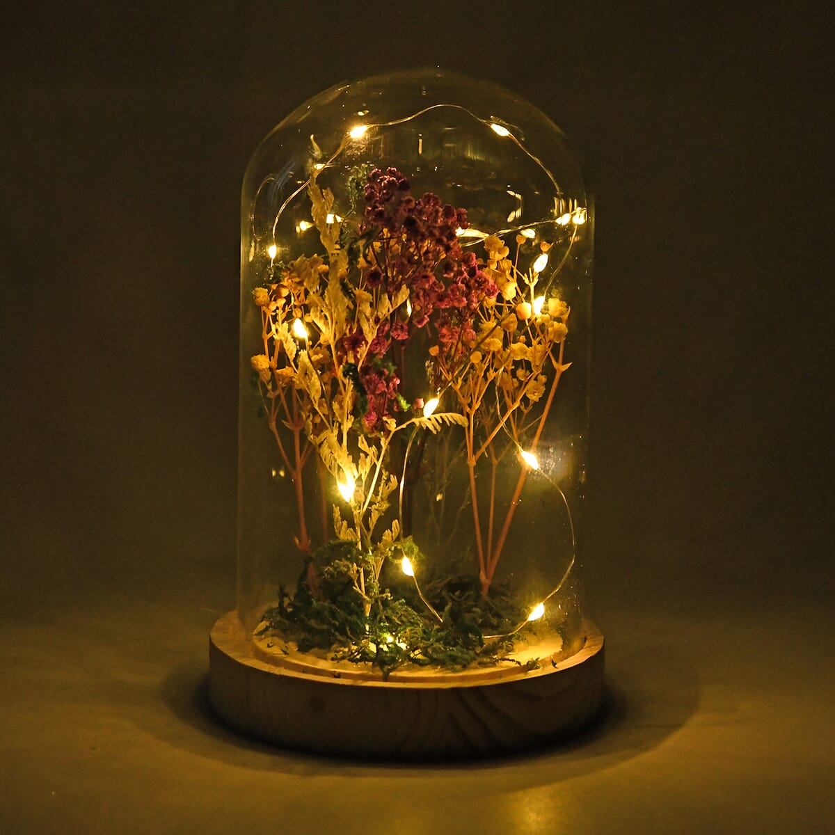 Floral LED Glass Dome (2xAAA Batteries Not Included) image number 2