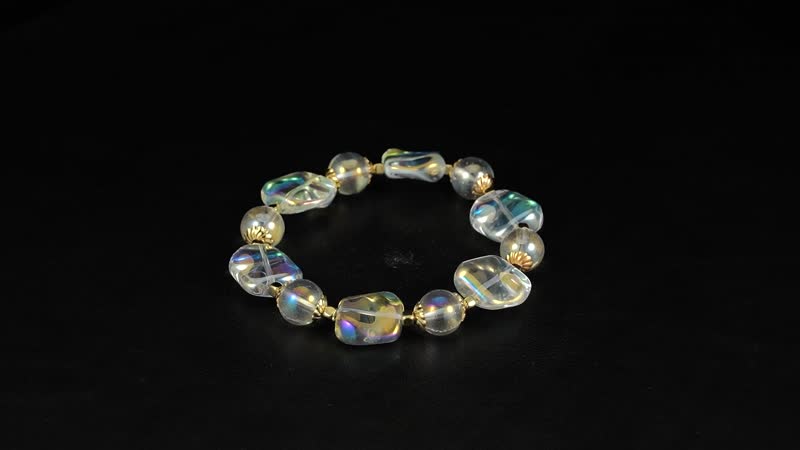 Epic Deal Aurora Borealis Glass Stretch Bracelet in Goldtone