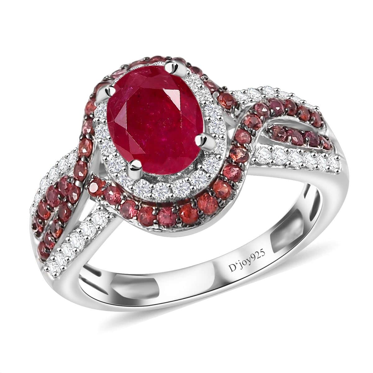 Mozambique Ruby and Multi Gemstone 2.60 ctw Ring in Rhodium Over Sterling Silver (Size 7.0) image number 0