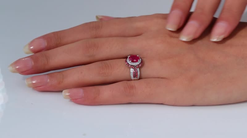 Mozambique Ruby and Multi Gemstone 2.60 ctw Ring in Rhodium Over Sterling Silver (Size 7.0)