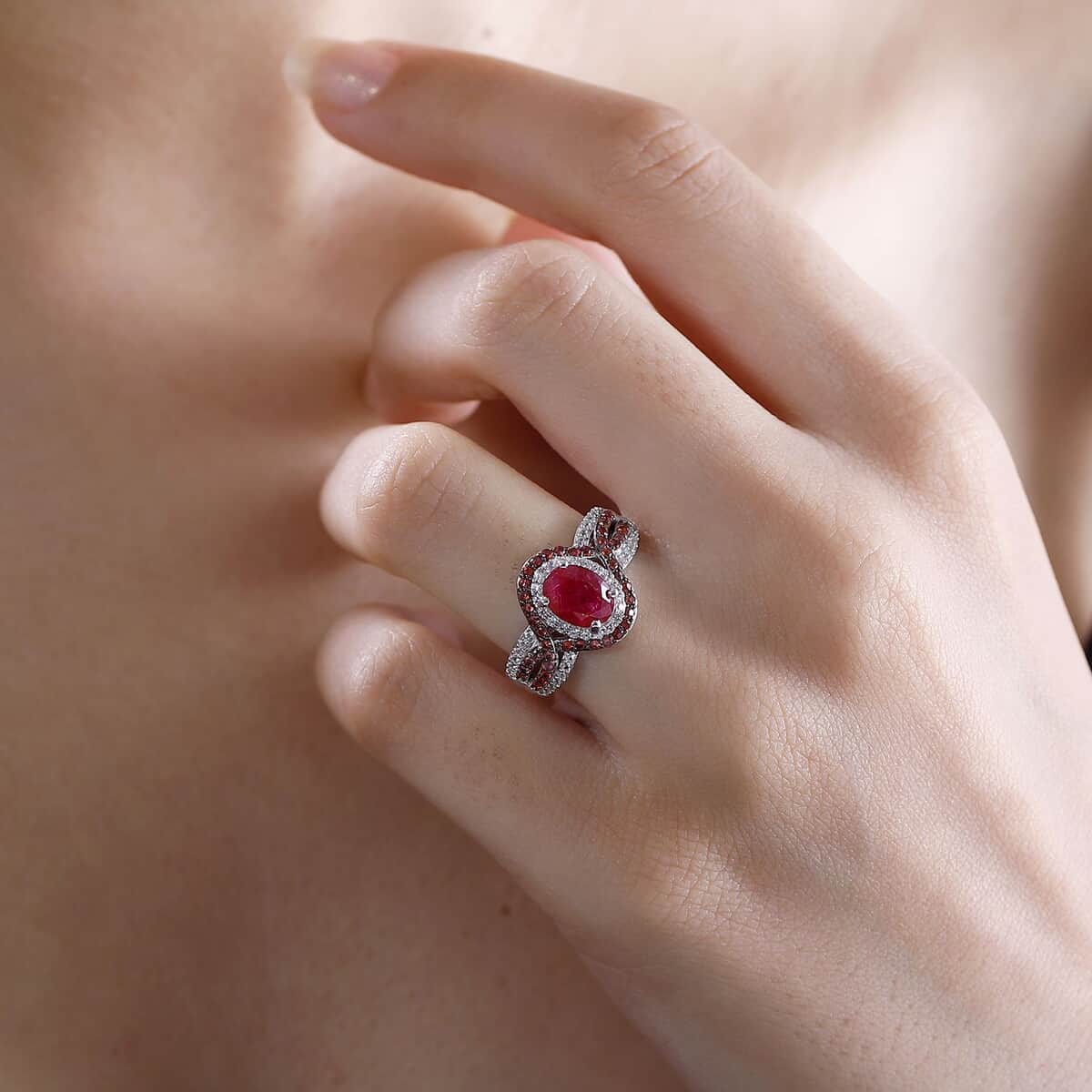 Mozambique Ruby and Multi Gemstone 2.60 ctw Ring in Rhodium Over Sterling Silver (Size 7.0) image number 2