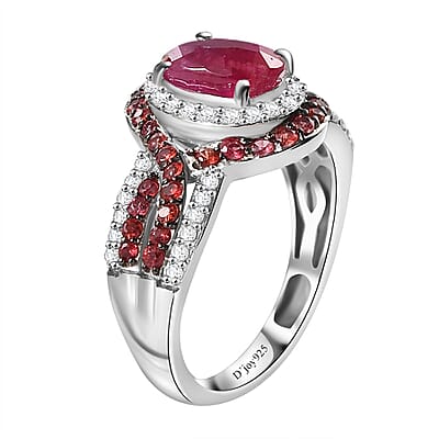 Mozambique Ruby and Multi Gemstone 2.60 ctw Ring in Rhodium Over Sterling Silver (Size 7.0)