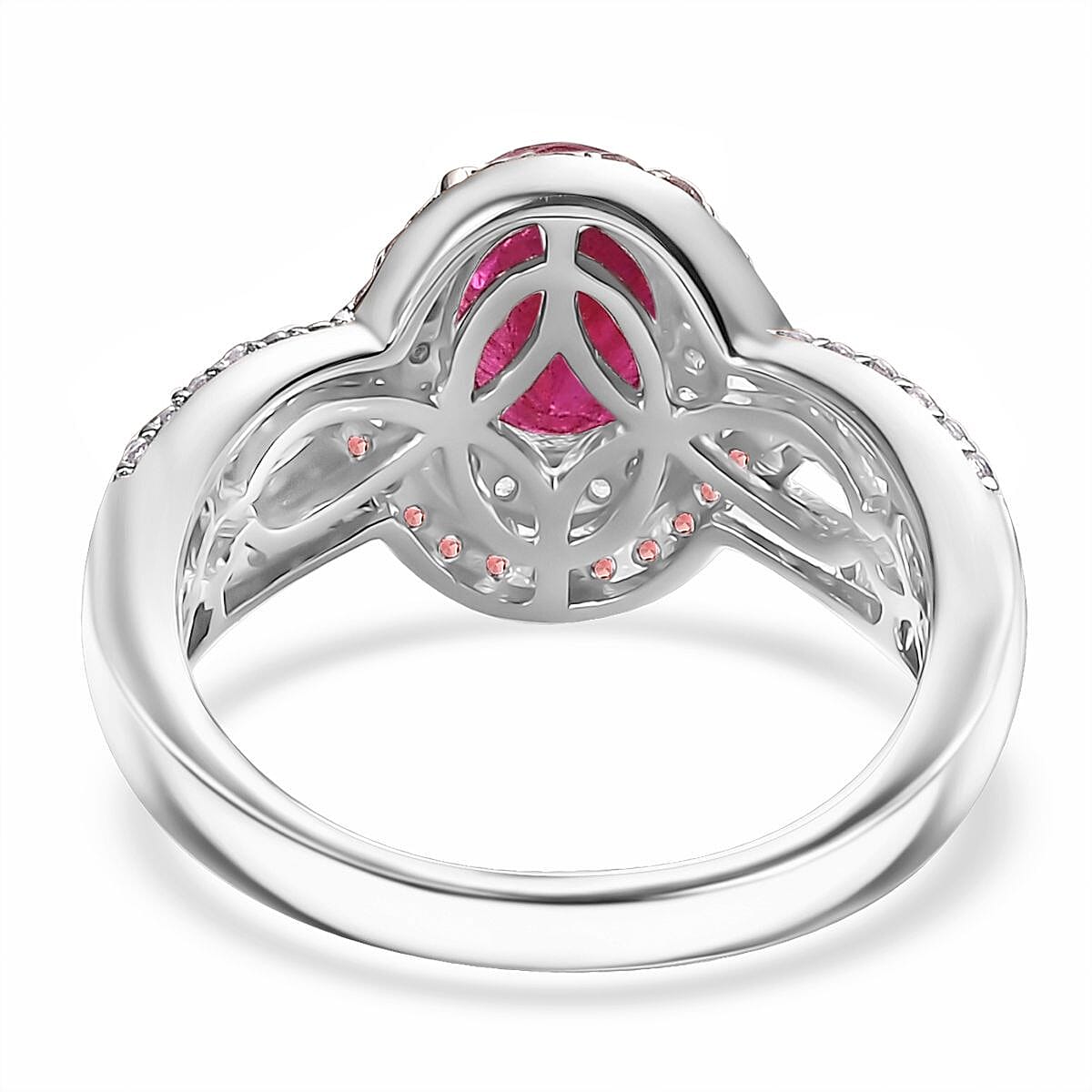 Mozambique Ruby and Multi Gemstone 2.60 ctw Ring in Rhodium Over Sterling Silver (Size 7.0)