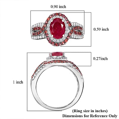 Mozambique Ruby and Multi Gemstone 2.60 ctw Ring in Rhodium Over Sterling Silver (Size 7.0)