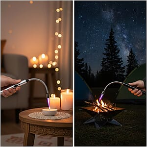 Livmore 2pcs Rechargeable Flameless Stainless Steel Electric Lighter - Black and Silver