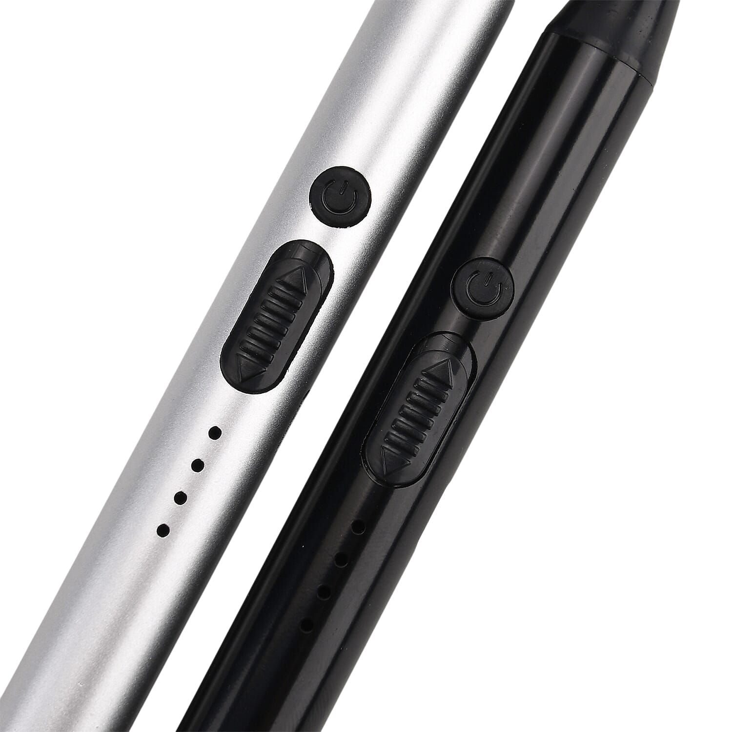 Livmore 2pcs Rechargeable Flameless Stainless Steel Electric Lighter - Black and Silver