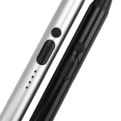 Livmore 2pcs Rechargeable Flameless Stainless Steel Electric Lighter - Black and Silver