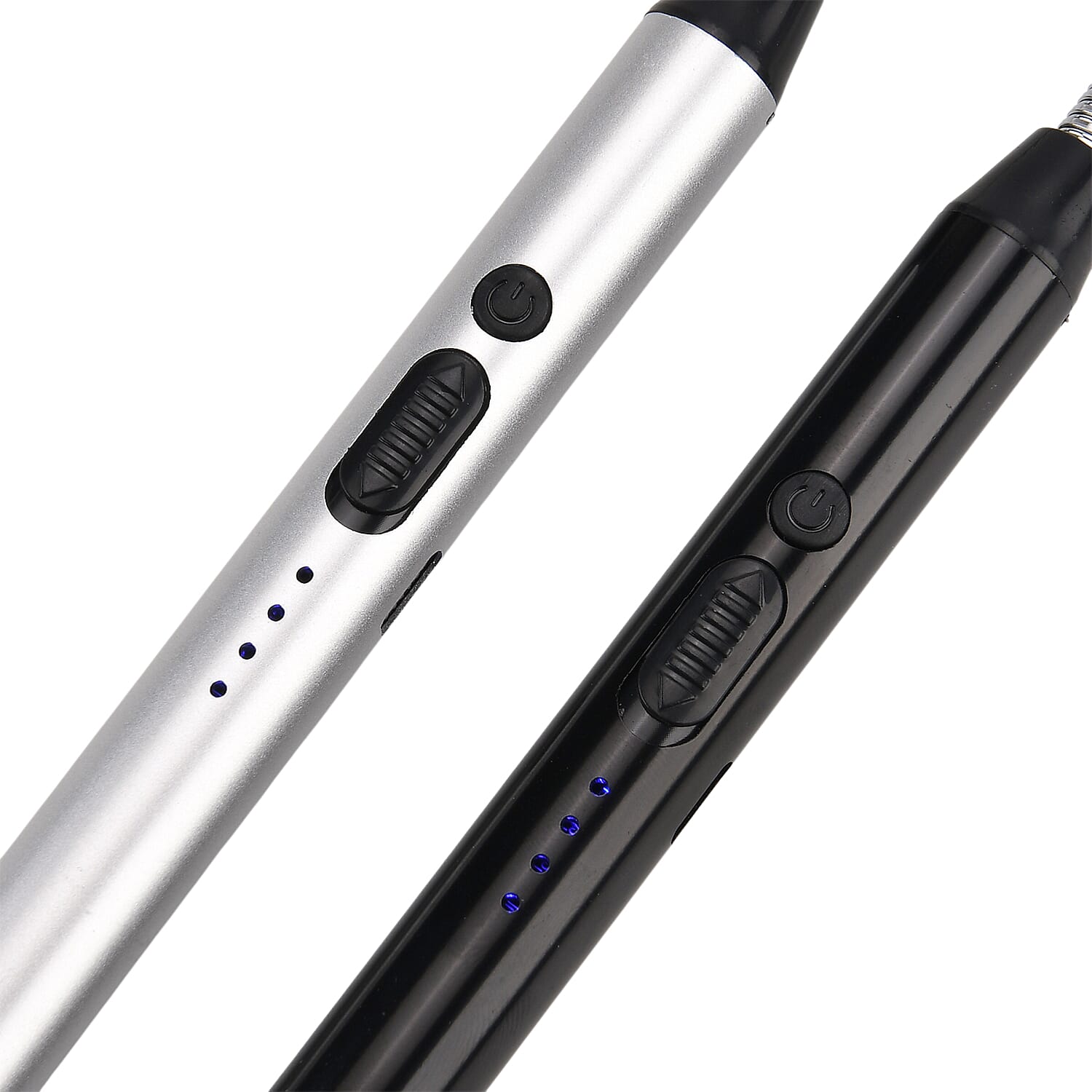 Livmore 2pcs Rechargeable Flameless Stainless Steel Electric Lighter - Black and Silver