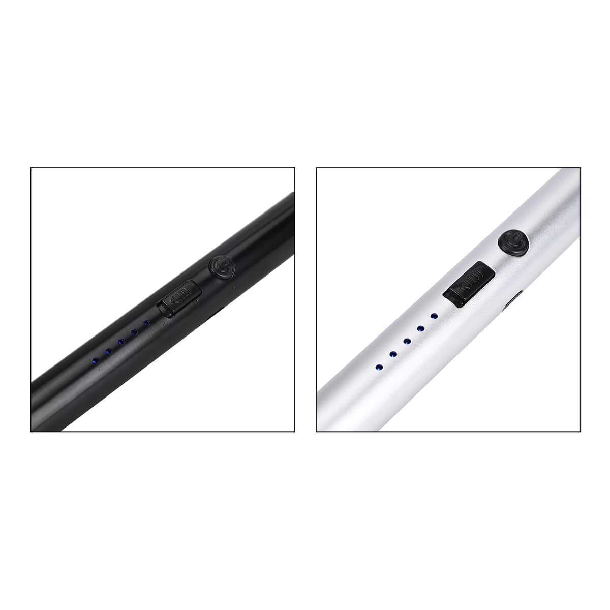 2pcs Rechargeable Flameless Stainless Steel Electric Lighter - Black and Silver image number 5