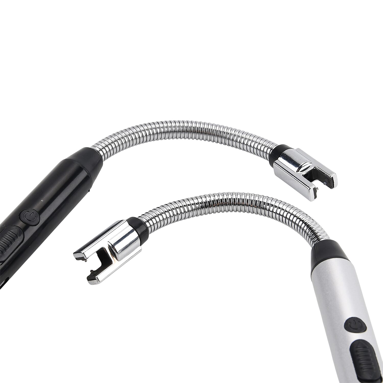 Livmore 2pcs Rechargeable Flameless Stainless Steel Electric Lighter - Black and Silver