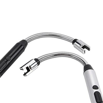 Livmore 2pcs Rechargeable Flameless Stainless Steel Electric Lighter - Black and Silver