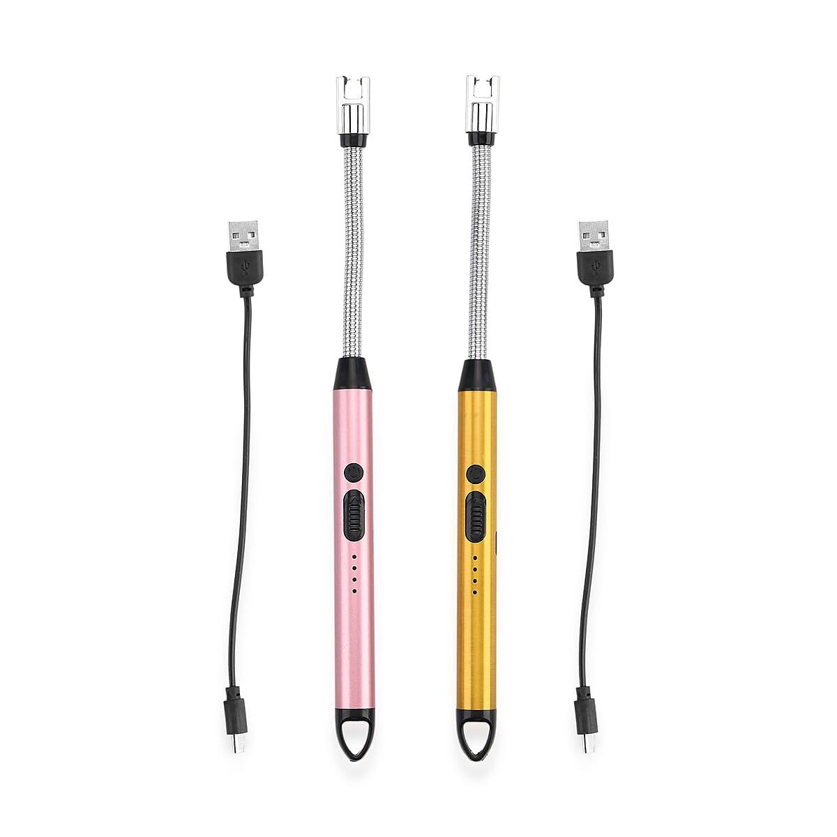 Livmore 2pcs Rechargeable Flameless Stainless Steel Electric Lighter - Gold and Rose Gold image number 0