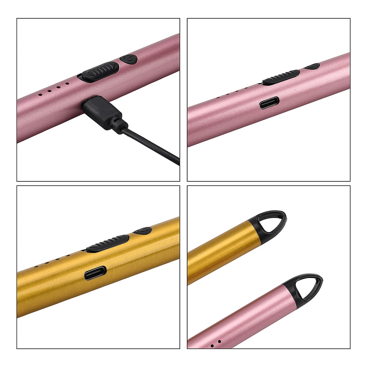 Livmore 2pcs Rechargeable Flameless Stainless Steel Electric Lighter - Gold and Rose Gold image number 7