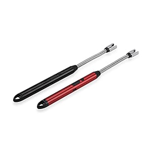 Livmore 2pcs Rechargeable Flameless Stainless Steel Electric Lighter - Red and Black