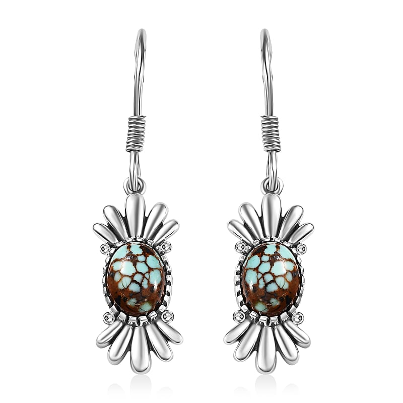 Artisan Crafted Blue Horizon Turquoise 2.10 ctw Earrings in Black Oxidized Sterling Silver