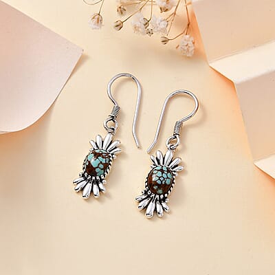 Artisan Crafted Blue Horizon Turquoise 2.10 ctw Earrings in Black Oxidized Sterling Silver