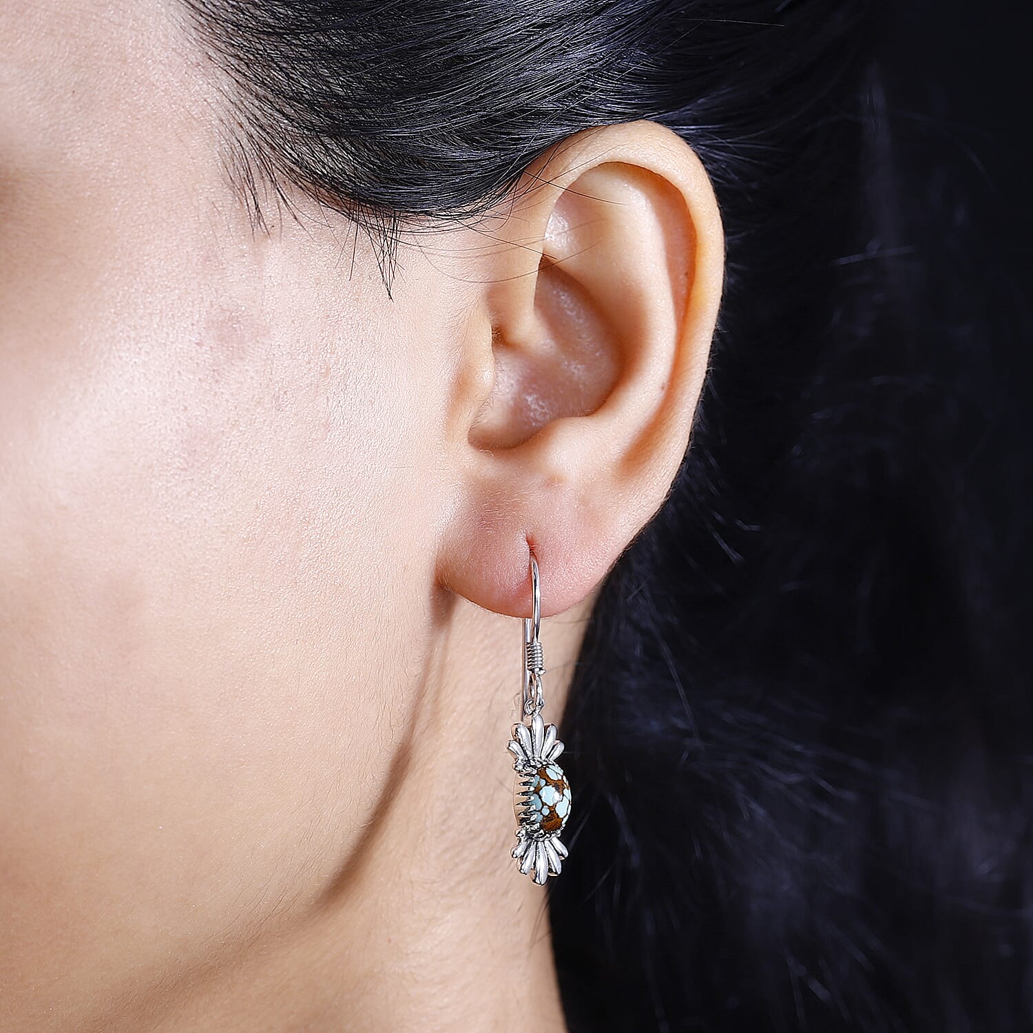 Artisan Crafted Blue Horizon Turquoise 2.10 ctw Earrings in Black Oxidized Sterling Silver