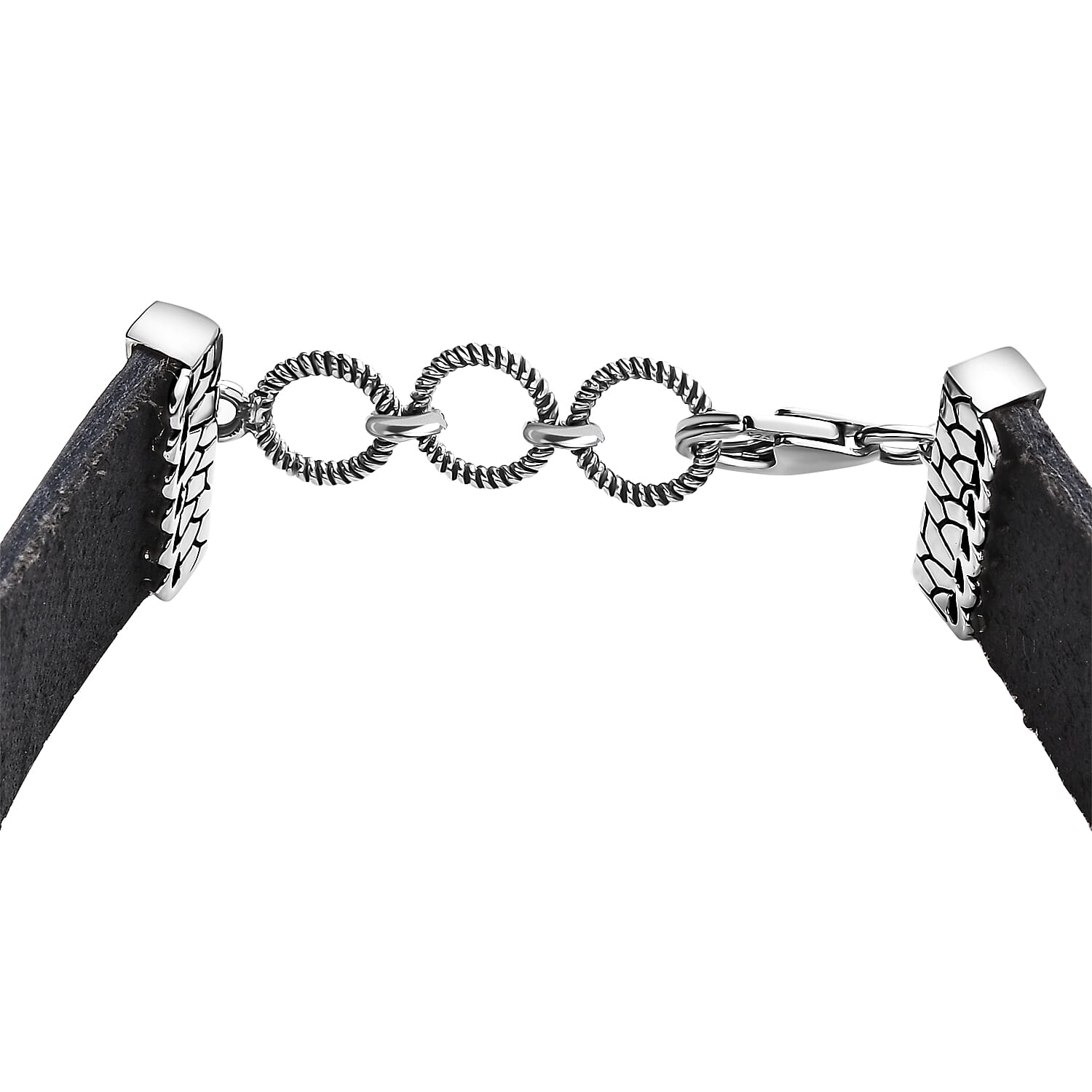 Artisan Crafted Blue Horizon Turquoise 10.00 ctw Bracelet in Sterling Silver and Black Leather Cord (6.50-8.0In)
