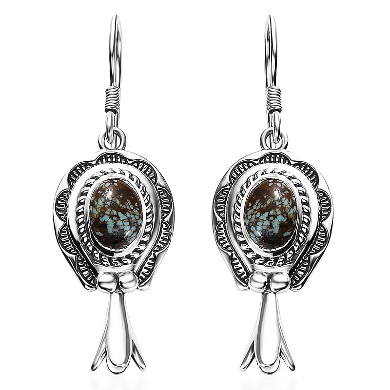 Artisan Crafted Blue Horizon Turquoise 3.40 ctw Horseshoe Earrings in Sterling Silver