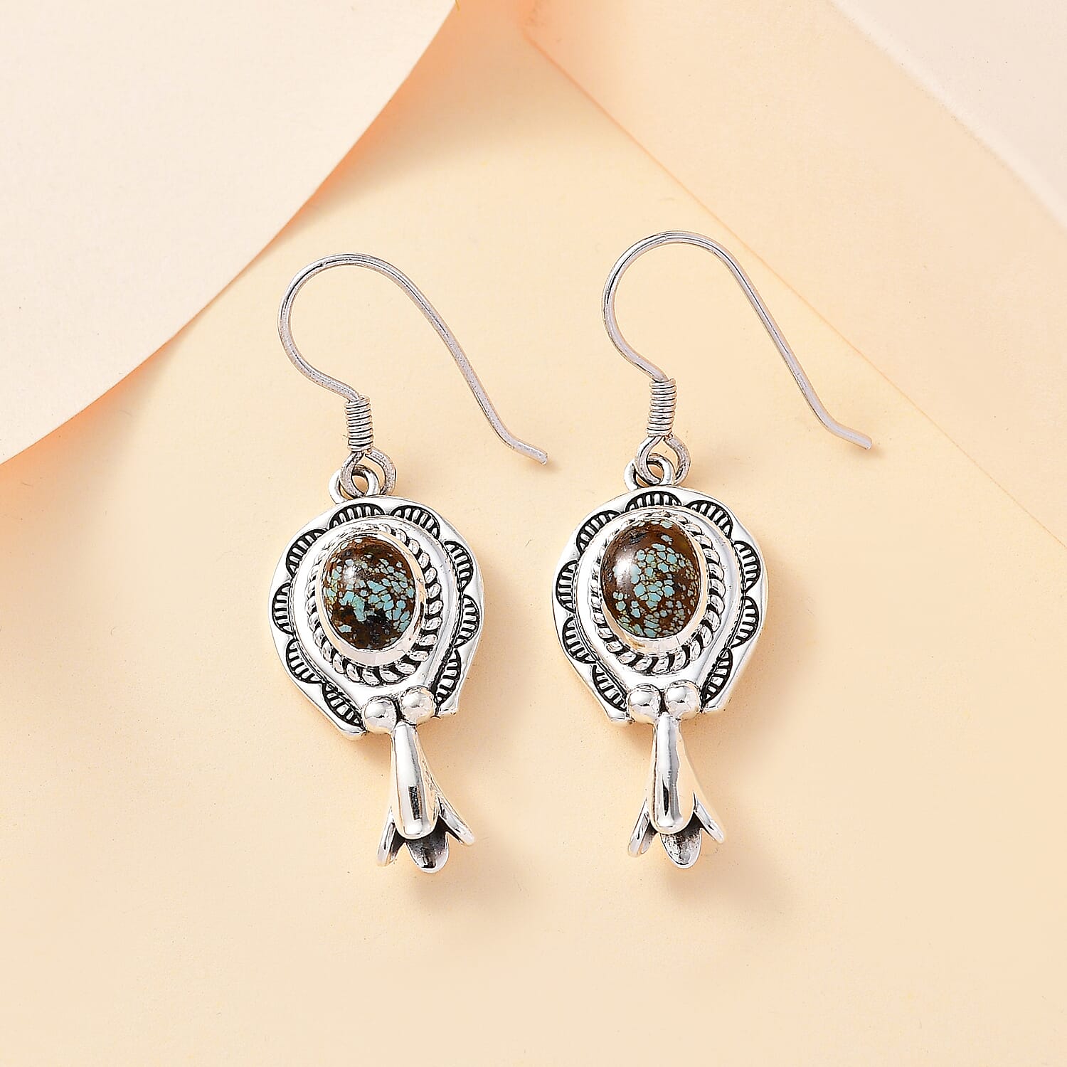 Artisan Crafted Blue Horizon Turquoise 3.40 ctw Horseshoe Earrings in Sterling Silver