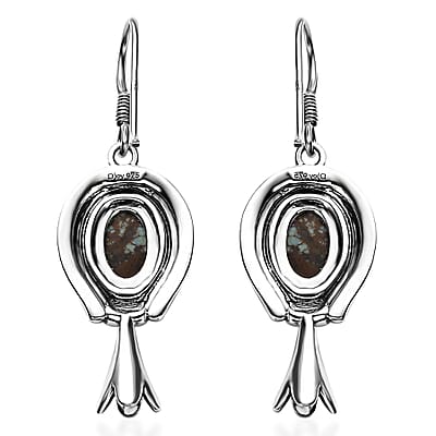 Artisan Crafted Blue Horizon Turquoise 3.40 ctw Horseshoe Earrings in Sterling Silver
