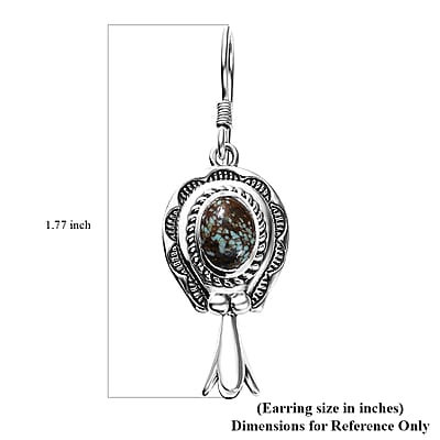 Artisan Crafted Blue Horizon Turquoise 3.40 ctw Horseshoe Earrings in Sterling Silver