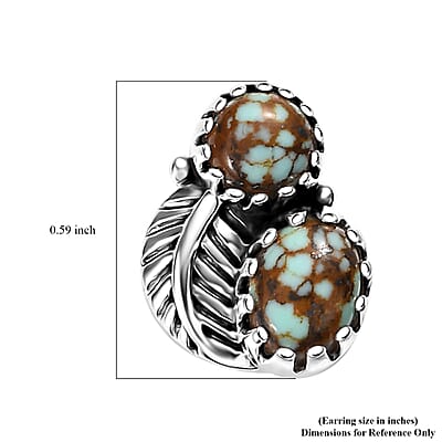 Artisan Crafted Blue Horizon Turquoise 2.20 ctw Feather Earrings in Black Oxidized Sterling Silver