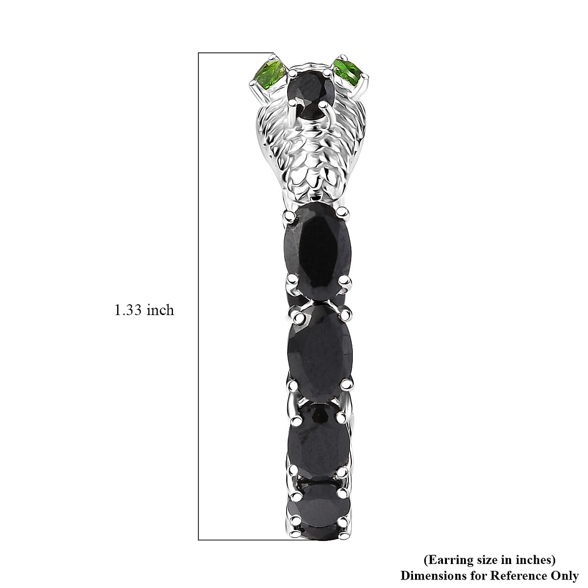 Thai Black Spinel and Chrome Diopside 11.50 ctw Serpent Earrings in Rhodium Over Sterling Silver