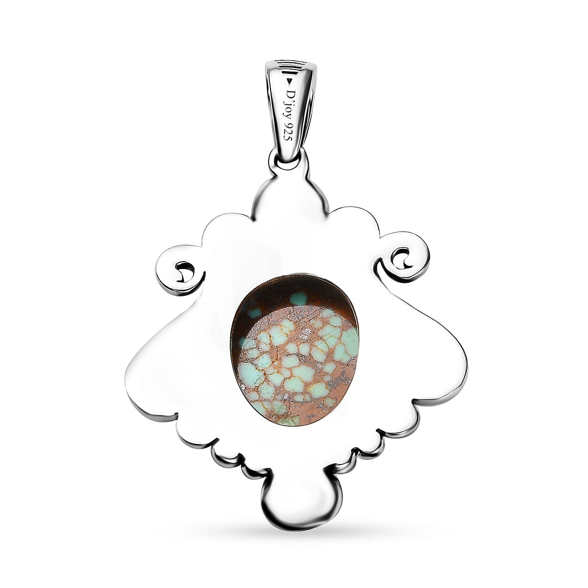 D'Joy Artisan Crafted Blue Horizon Turquoise 6.75 ctw and White Pearl Ocean Embrace Pendant without Chain in Black Oxidized Sterling Silver
