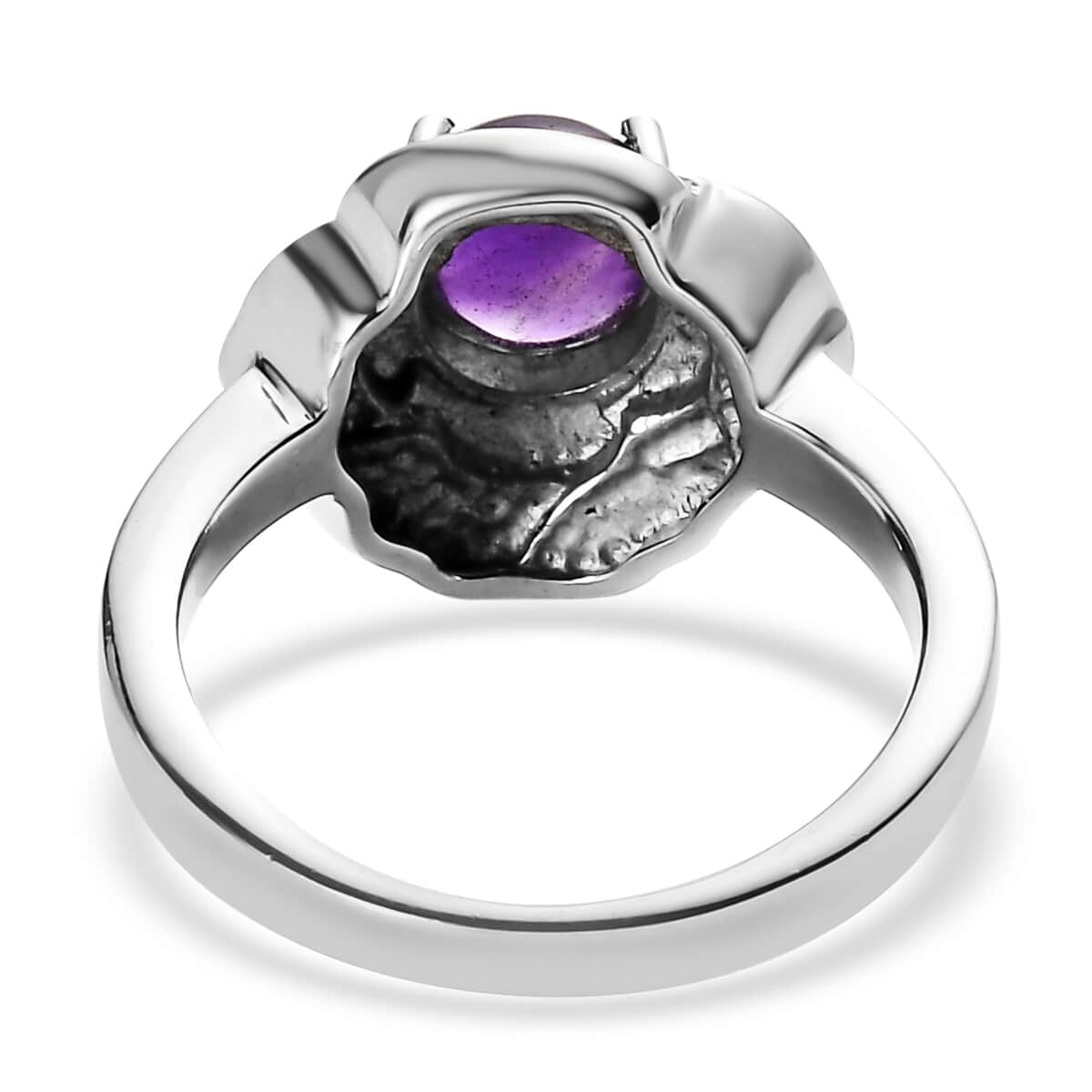 African Amethyst Solitaire Ring in Stainless Steel (Size 10.0) 1.40 ctw image number 4