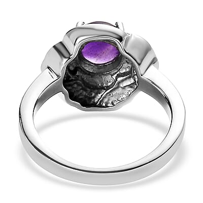 African Amethyst 1.40 ctw Solitaire Ring in Stainless Steel (Size 10.0)