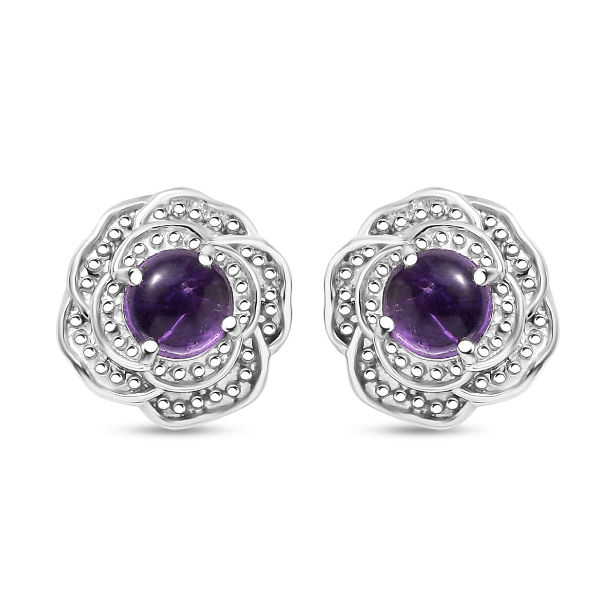 African Amethyst 1.10 ctw Knotted Earrings in Stainless Steel image number 0