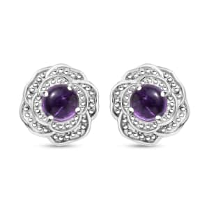 African Amethyst 1.10 ctw Knotted Earrings in Stainless Steel