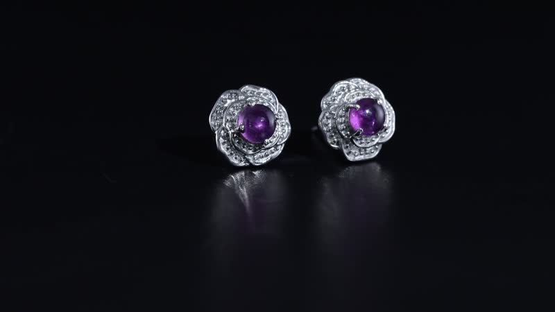 African Amethyst 1.10 ctw Knotted Earrings in Stainless Steel