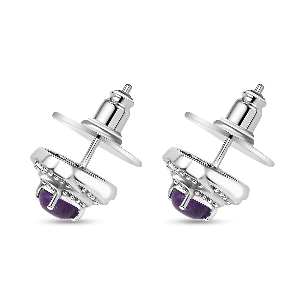 African Amethyst 1.10 ctw Knotted Earrings in Stainless Steel image number 3