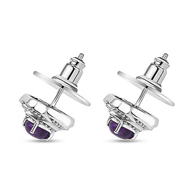 African Amethyst 1.10 ctw Knotted Earrings in Stainless Steel