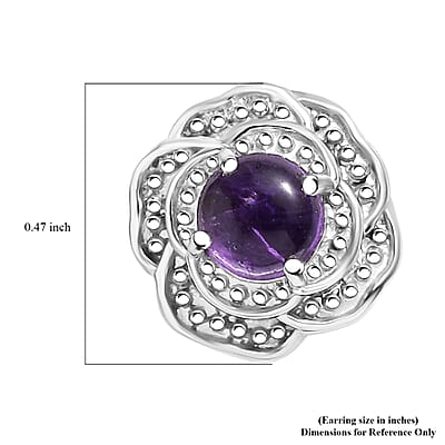 African Amethyst 1.10 ctw Knotted Earrings in Stainless Steel