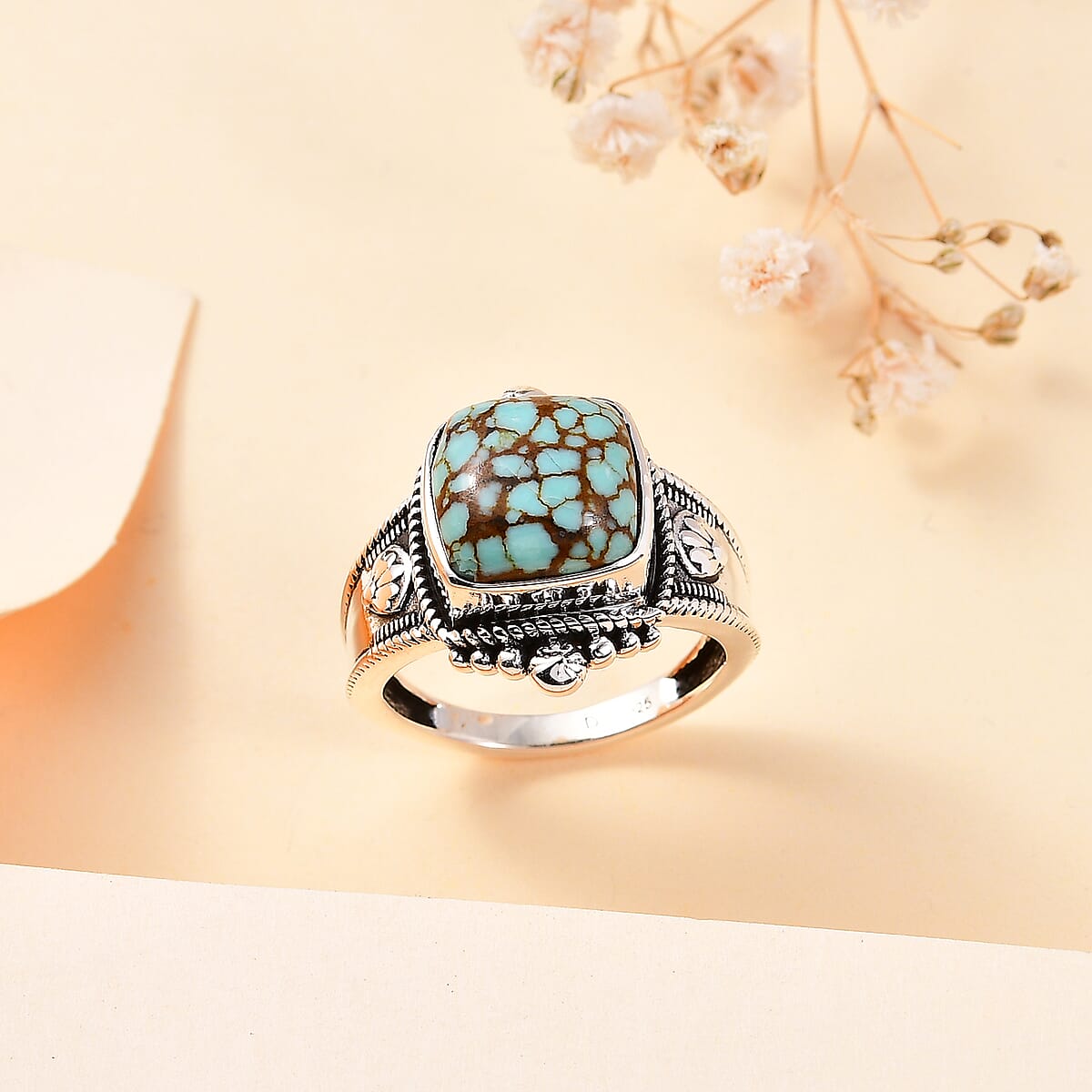 Artisan Crafted Blue Horizon Turquoise Ring in Sterling Silver (Size 10.0) 5.20 ctw image number 1