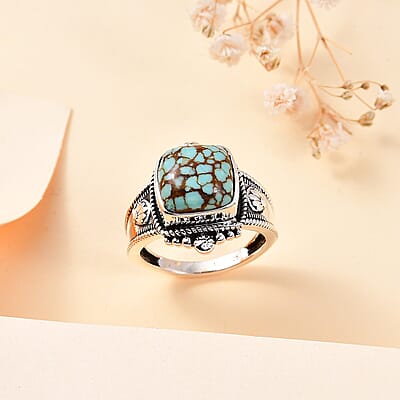 Artisan Crafted Blue Horizon Turquoise 5.20 ctw Ring in Sterling Silver (Size 10.0)