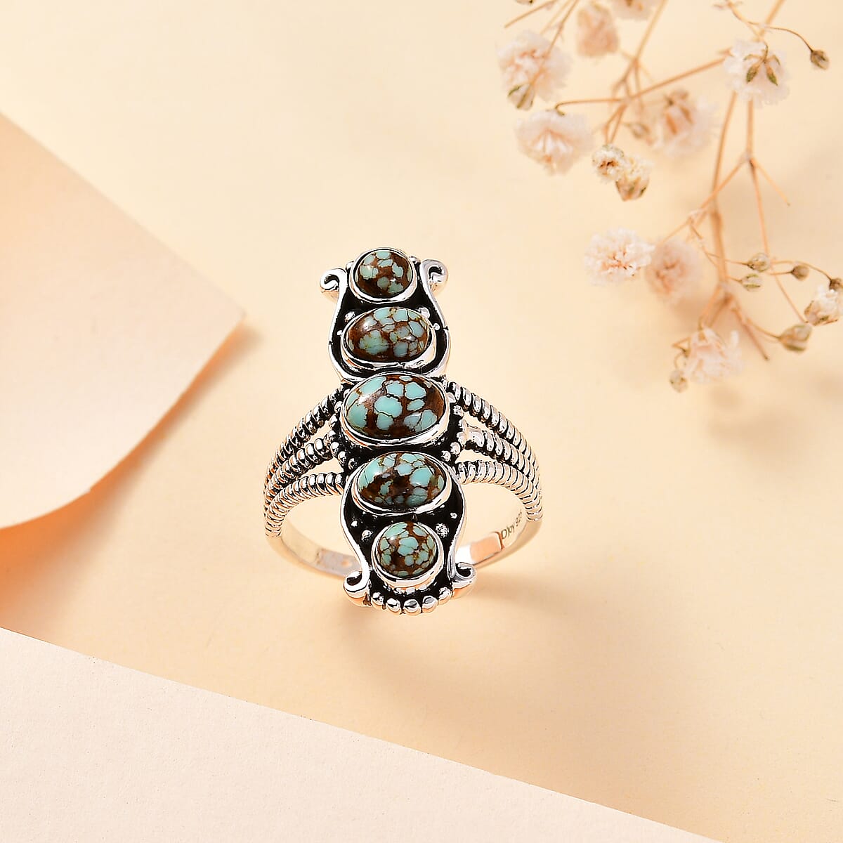 Artisan Crafted Blue Horizon Turquoise 2.25 ctw Ring in Sterling Silver (Size 6.0) image number 1