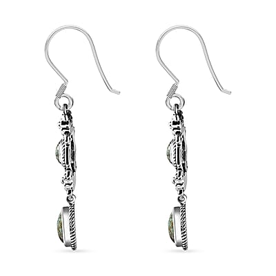 Artisan Crafted Blue Horizon Turquoise 2.50 ctw Floral Earrings in Black Oxidized Sterling Silver