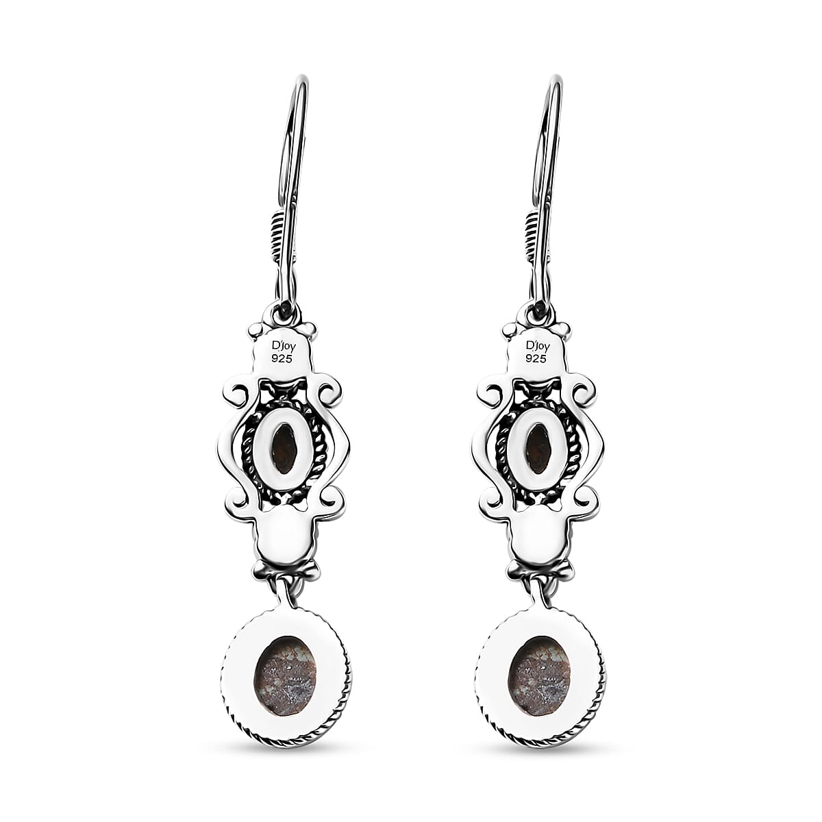 Artisan Crafted Blue Horizon Turquoise 2.50 ctw Floral Earrings in Black Oxidized Sterling Silver