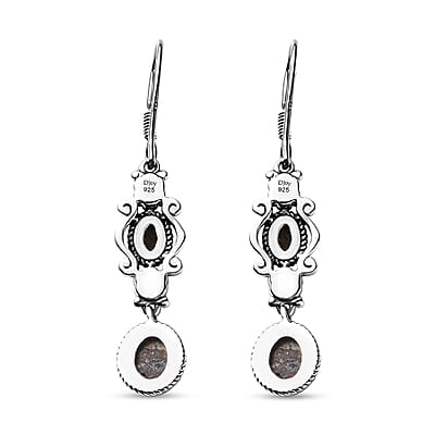 Artisan Crafted Blue Horizon Turquoise 2.50 ctw Floral Earrings in Black Oxidized Sterling Silver