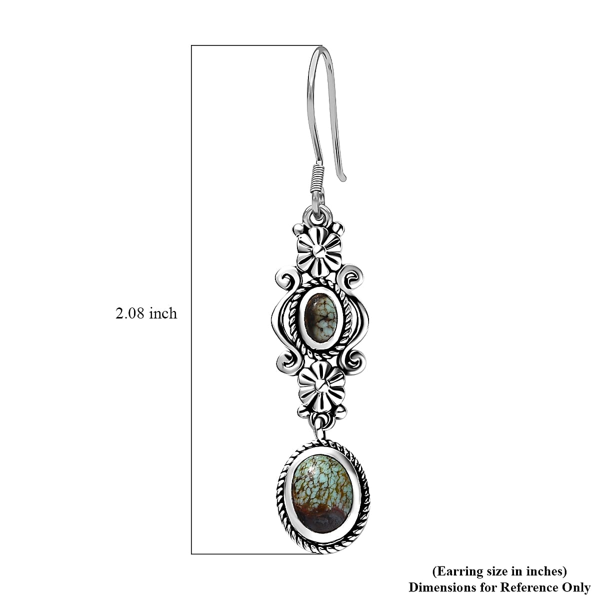 Artisan Crafted Blue Horizon Turquoise 2.50 ctw Floral Earrings in Black Oxidized Sterling Silver