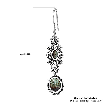 Artisan Crafted Blue Horizon Turquoise 2.50 ctw Floral Earrings in Black Oxidized Sterling Silver